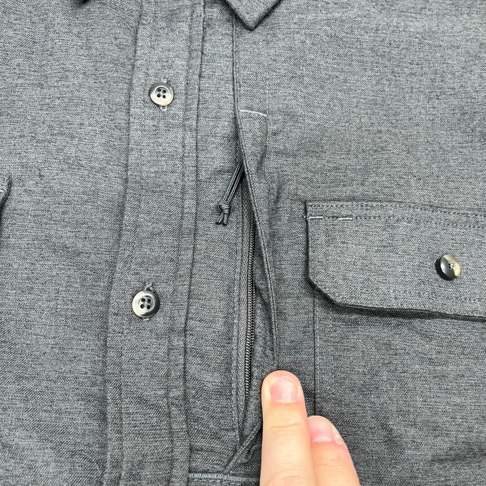 Poncho Outdoors Flannel Shirt Gray XXL Slim Fit Long Sleeve Performance Hiking - Picture 4 of 7